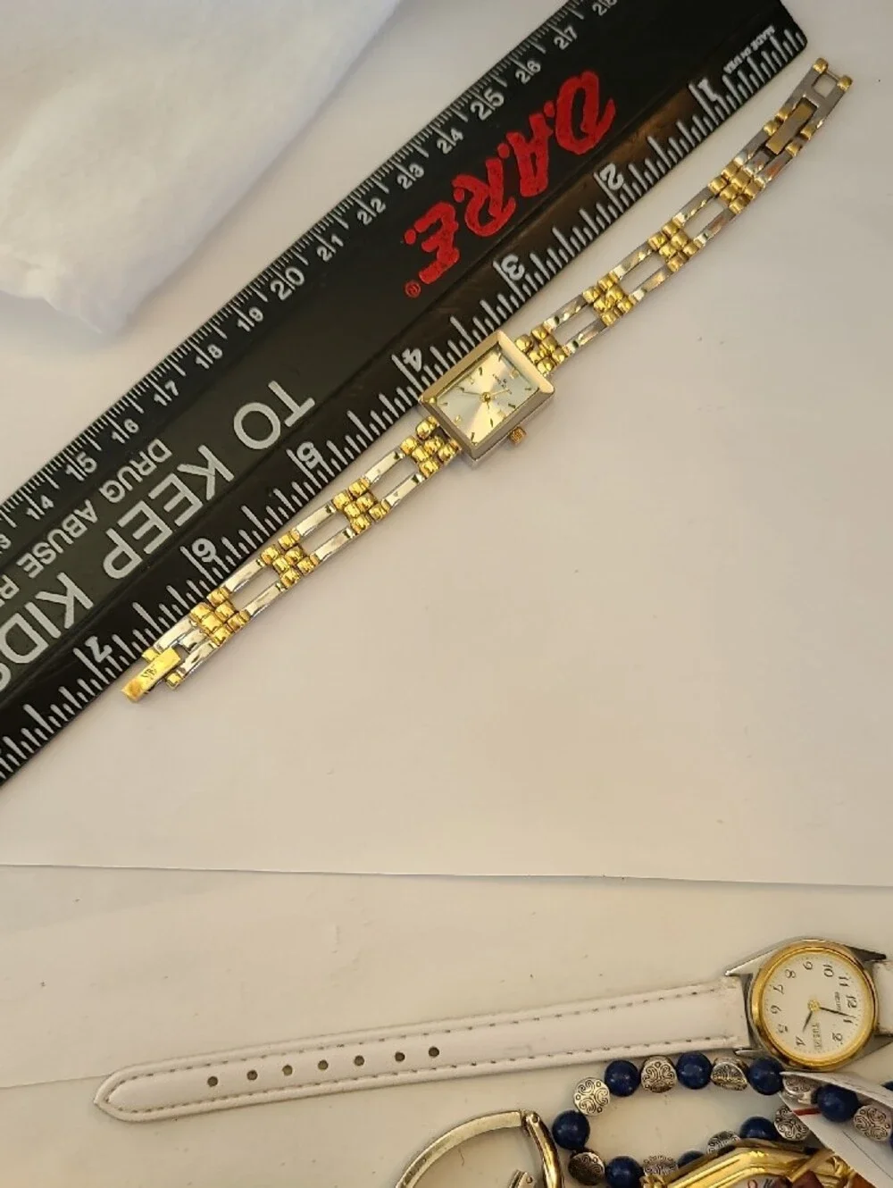 Anne Klein Two-Tone Gold and Silver Rectangular Bracelet Watch